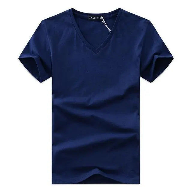 Men V Neck Cotton Short Sleeve T-Shirts - FARAH STORE