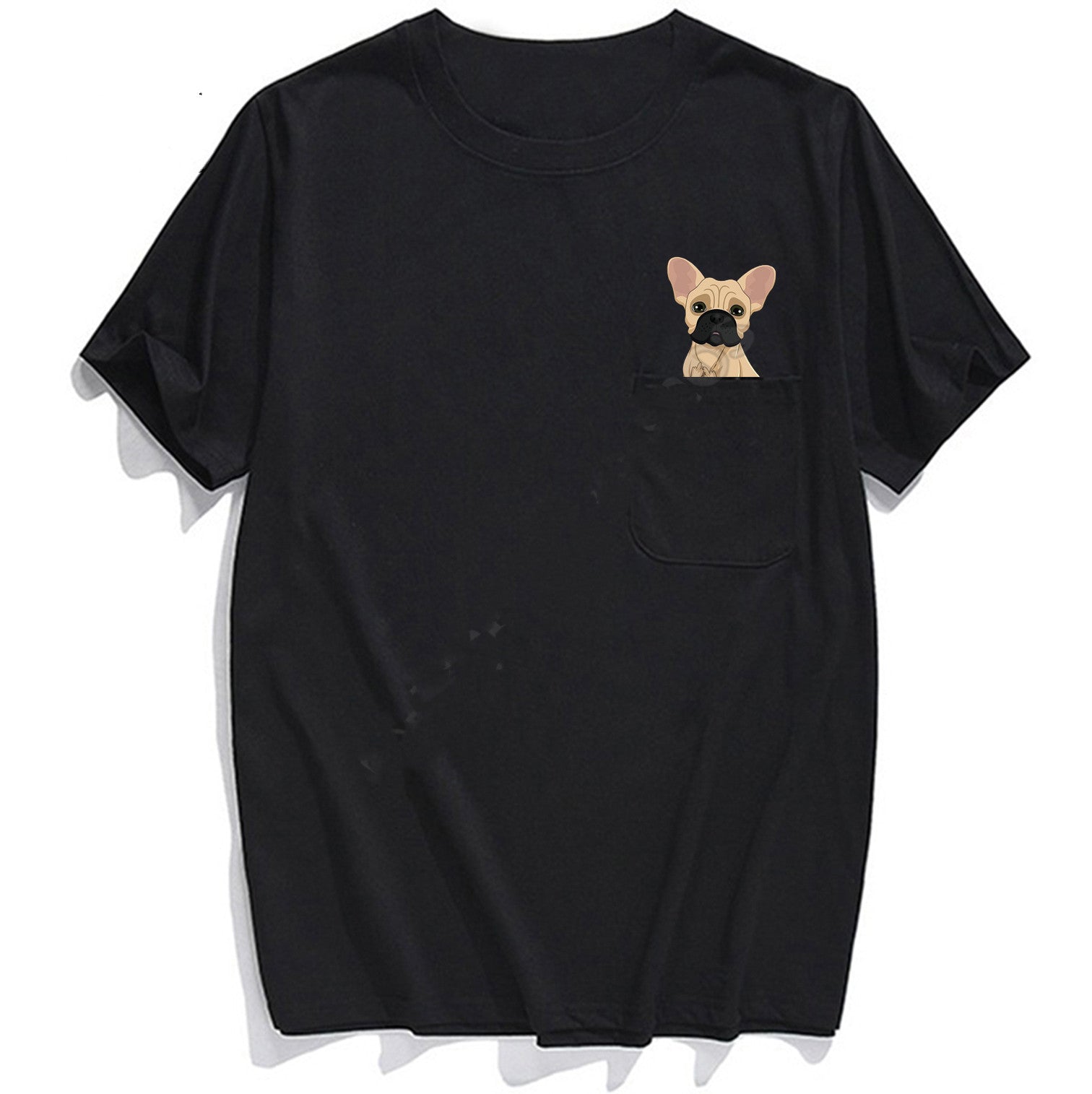 Men's Pocket 2D Printing Unisex Dog Black Short Sleeve - FARAH STORE