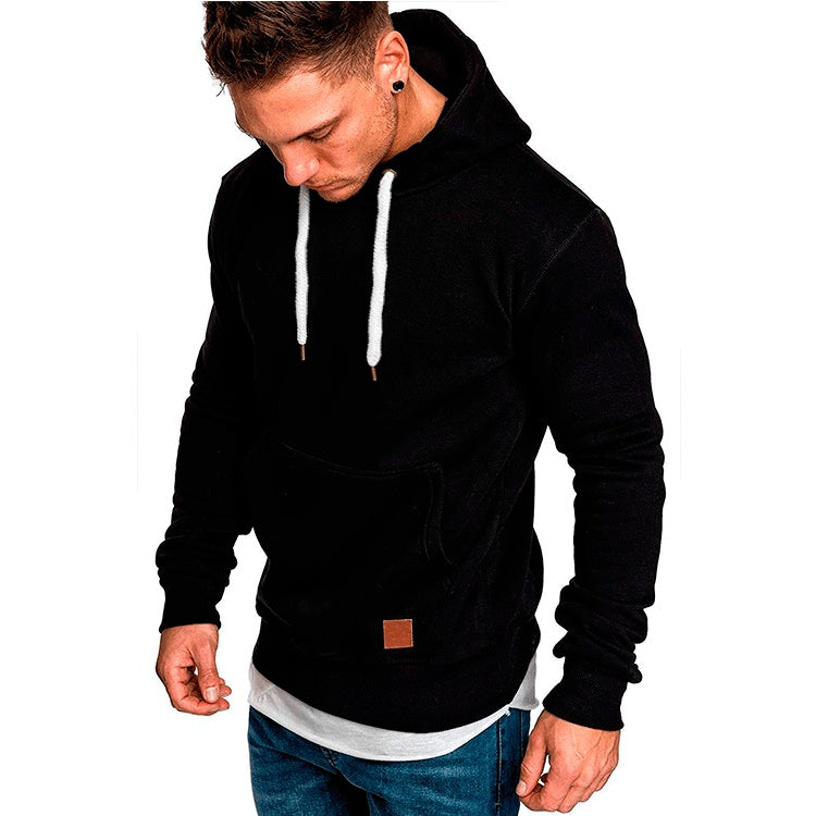 new men's solid color outdoor sports sweater casual fashion hood 26