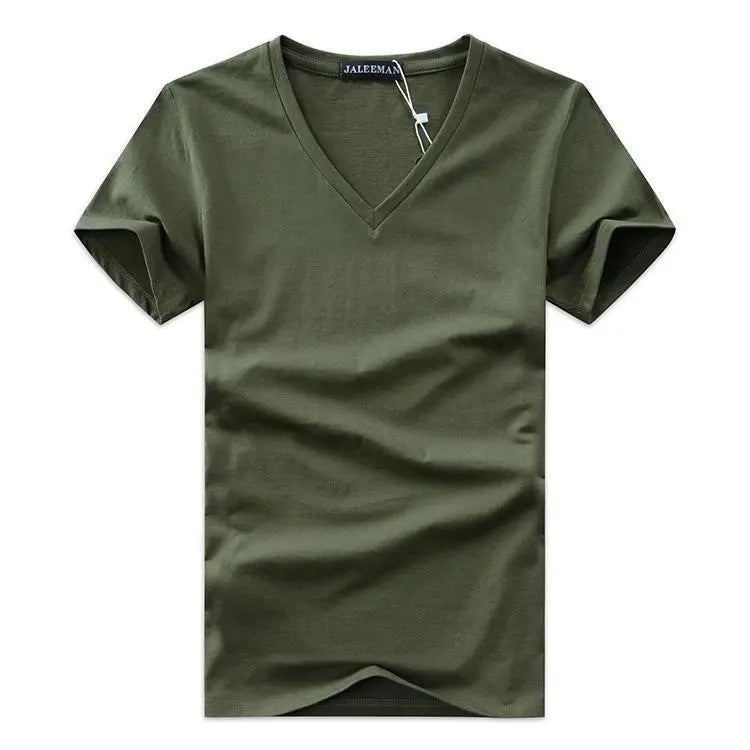 Men V Neck Cotton Short Sleeve T-Shirts - FARAH STORE