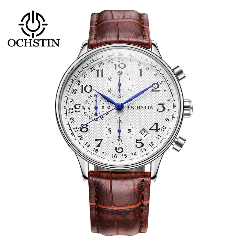 OCHSTIN Top Luxury Brand Men Business Rose Watches Chronograph Waterproof Quartz Analog Wristwatch Male Clock Relogio Masculino