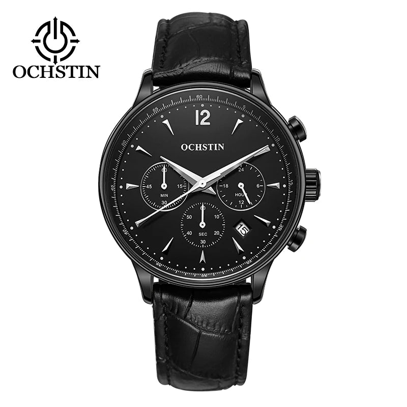 OCHSTIN Top Luxury Brand Men Business Rose Watches Chronograph Waterproof Quartz Analog Wristwatch Male Clock Relogio Masculino