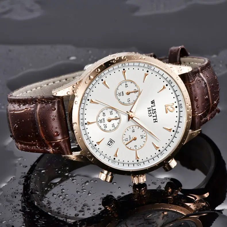 WLISTH Top Brand Men's Calendar Multi-Function Luminous Watch Men Waterproof Full Steel Business Wristwatches Relógio Masculino