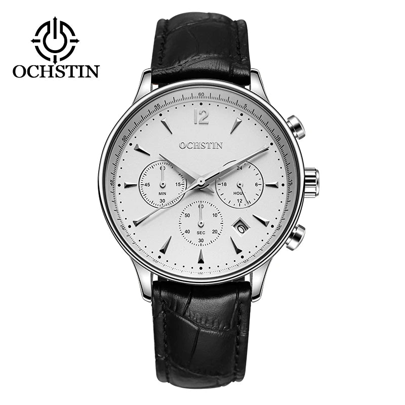 OCHSTIN Top Luxury Brand Men Business Rose Watches Chronograph Waterproof Quartz Analog Wristwatch Male Clock Relogio Masculino