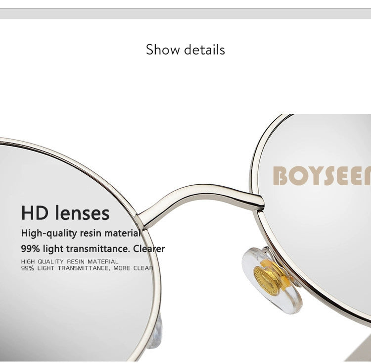 Boyseen Men's and Women's Chain Harajuku Sunglasses round Frame