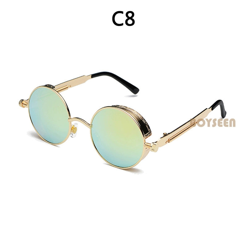 Boyseen Men's and Women's Chain Harajuku Sunglasses round Frame