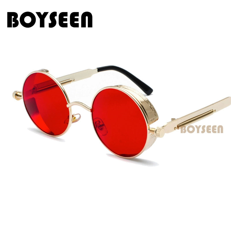 Boyseen Men's and Women's Chain Harajuku Sunglasses round Frame