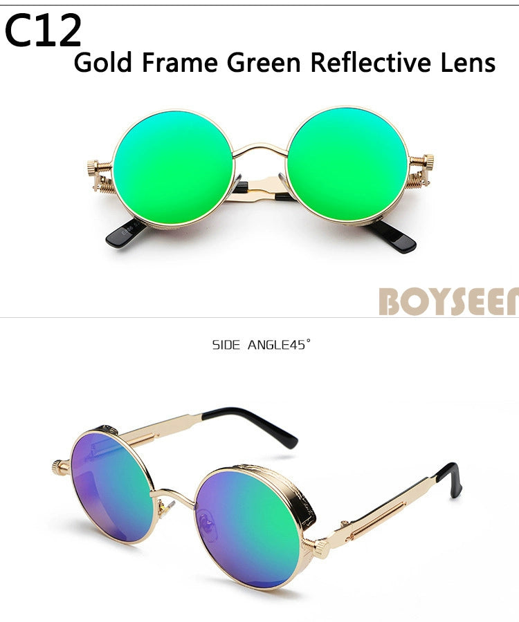 Boyseen Men's and Women's Chain Harajuku Sunglasses round Frame