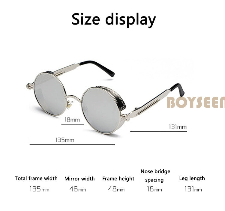 Boyseen Men's and Women's Chain Harajuku Sunglasses round Frame