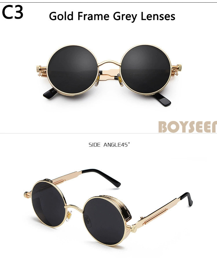 Boyseen Men's and Women's Chain Harajuku Sunglasses round Frame