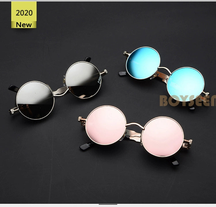 Boyseen Men's and Women's Chain Harajuku Sunglasses round Frame