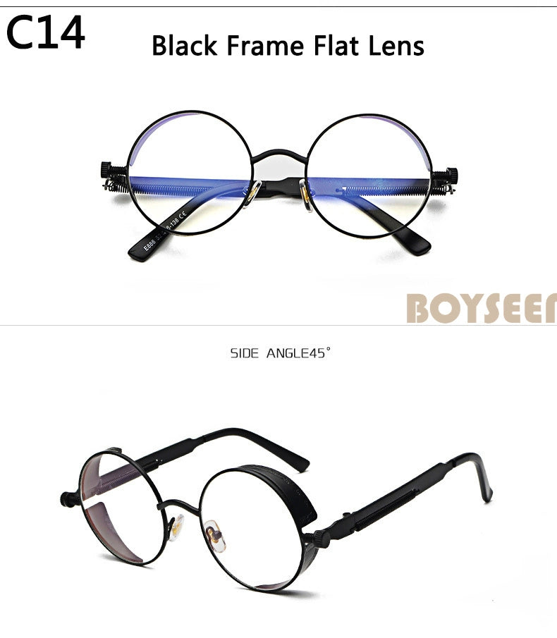 Boyseen Men's and Women's Chain Harajuku Sunglasses round Frame