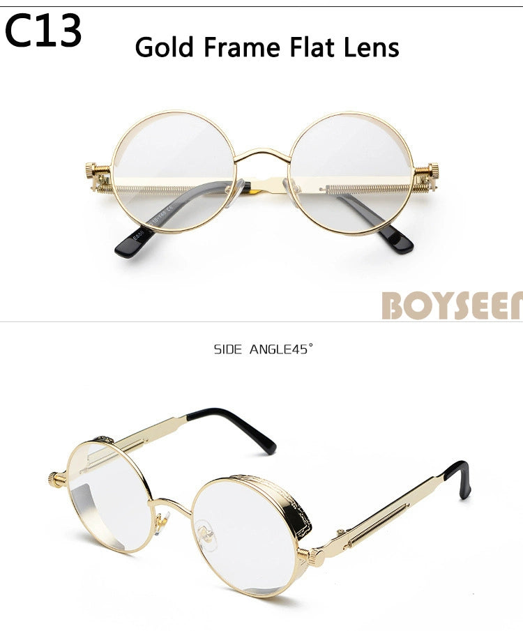 Boyseen Men's and Women's Chain Harajuku Sunglasses round Frame