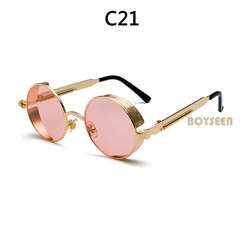 Boyseen Men's and Women's Chain Harajuku Sunglasses round Frame