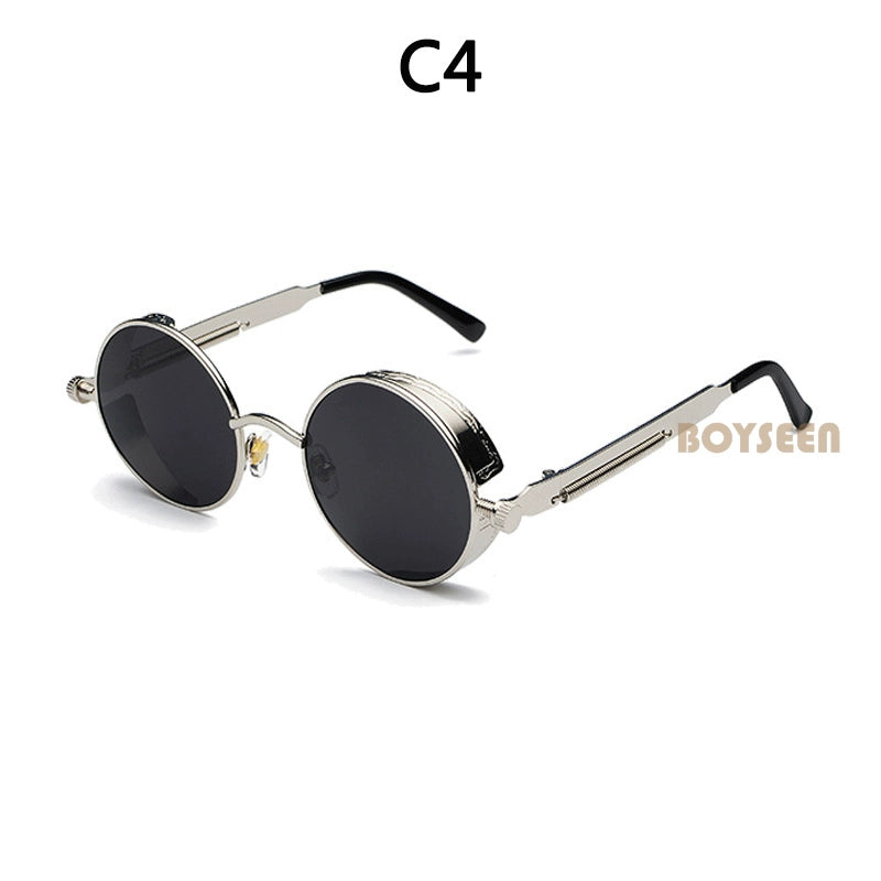 Boyseen Men's and Women's Chain Harajuku Sunglasses round Frame