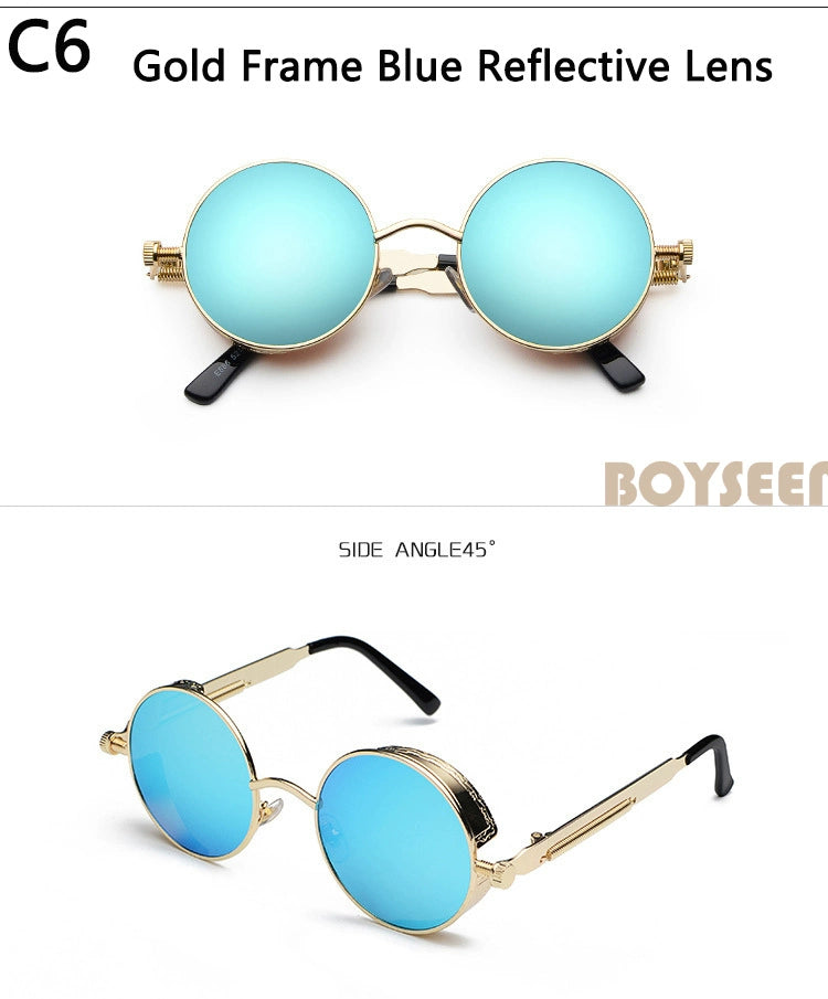 Boyseen Men's and Women's Chain Harajuku Sunglasses round Frame