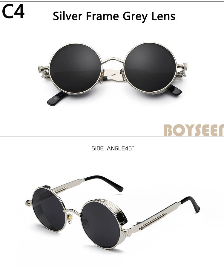 Boyseen Men's and Women's Chain Harajuku Sunglasses round Frame