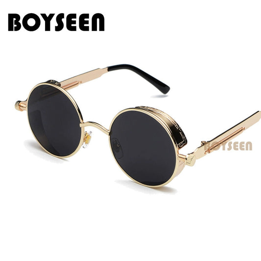 Boyseen Men's and Women's Chain Harajuku Sunglasses round Frame