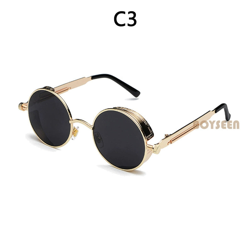 Boyseen Men's and Women's Chain Harajuku Sunglasses round Frame