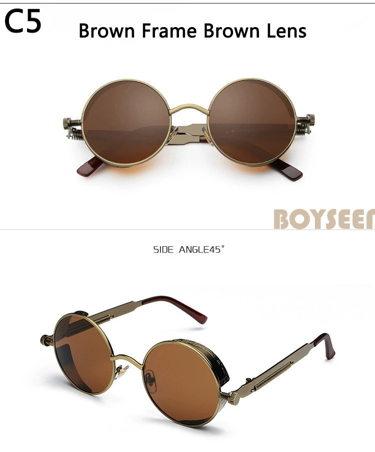 Boyseen Men's and Women's Chain Harajuku Sunglasses round Frame