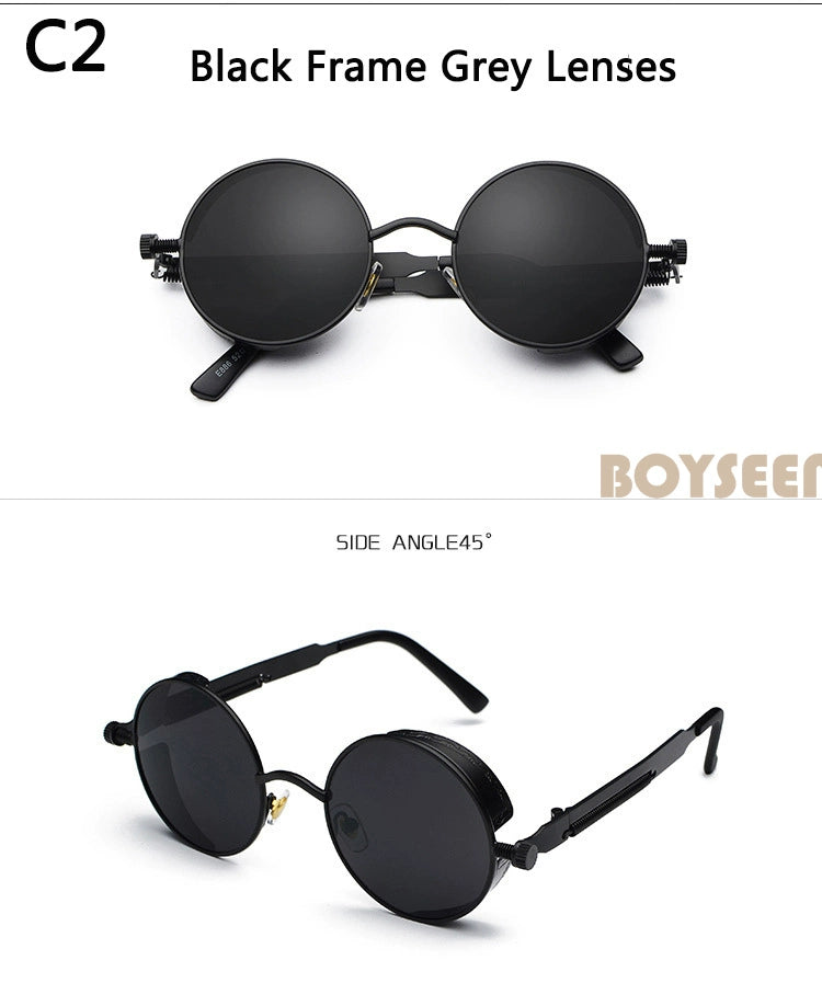 Boyseen Men's and Women's Chain Harajuku Sunglasses round Frame