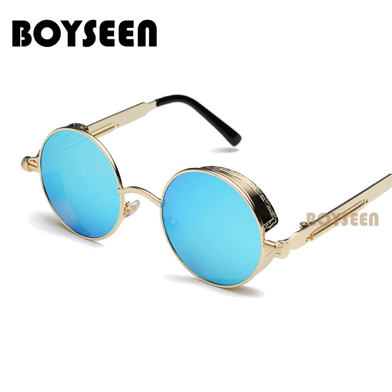 Boyseen Men's and Women's Chain Harajuku Sunglasses round Frame