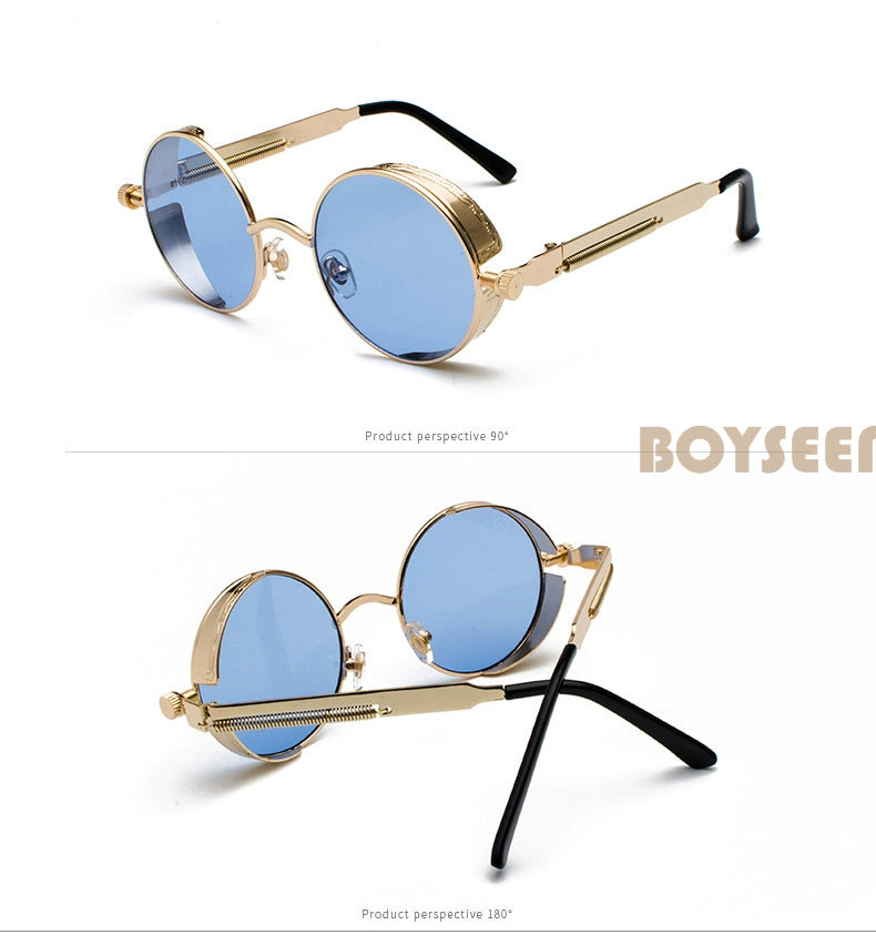 Boyseen Men's and Women's Chain Harajuku Sunglasses round Frame