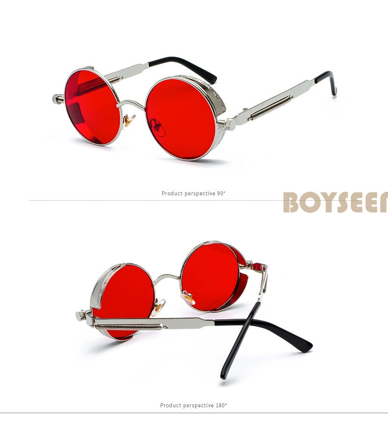 Boyseen Men's and Women's Chain Harajuku Sunglasses round Frame