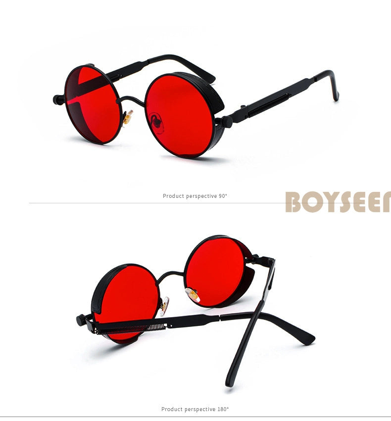 Boyseen Men's and Women's Chain Harajuku Sunglasses round Frame