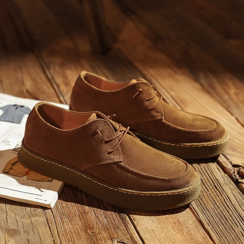 Men's Casual Shoes Cow Suede Genuine Leather Lace-up Mens Comfortable Driving Flats Men Classic Outdoor Sneakers