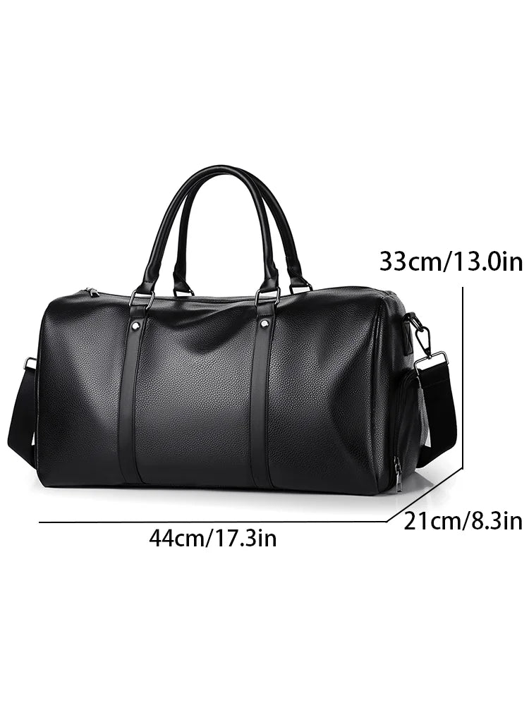 Retro New Short Trip Bag Large Capacity Sports Motorcycle Training Pu Waterproof Leisure Fitness Bag