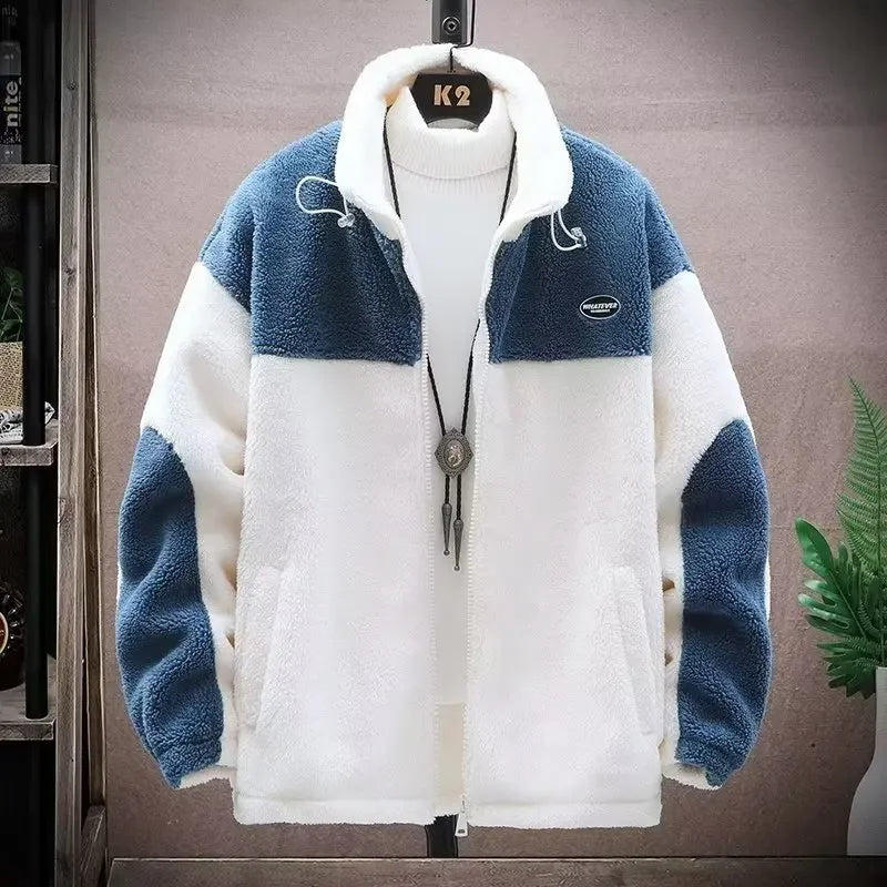 Thickened Fleece-lined Warm Men's Jacket Cotton Coat Woolen Material For Winter Season Stylish Comfortable Outerwear