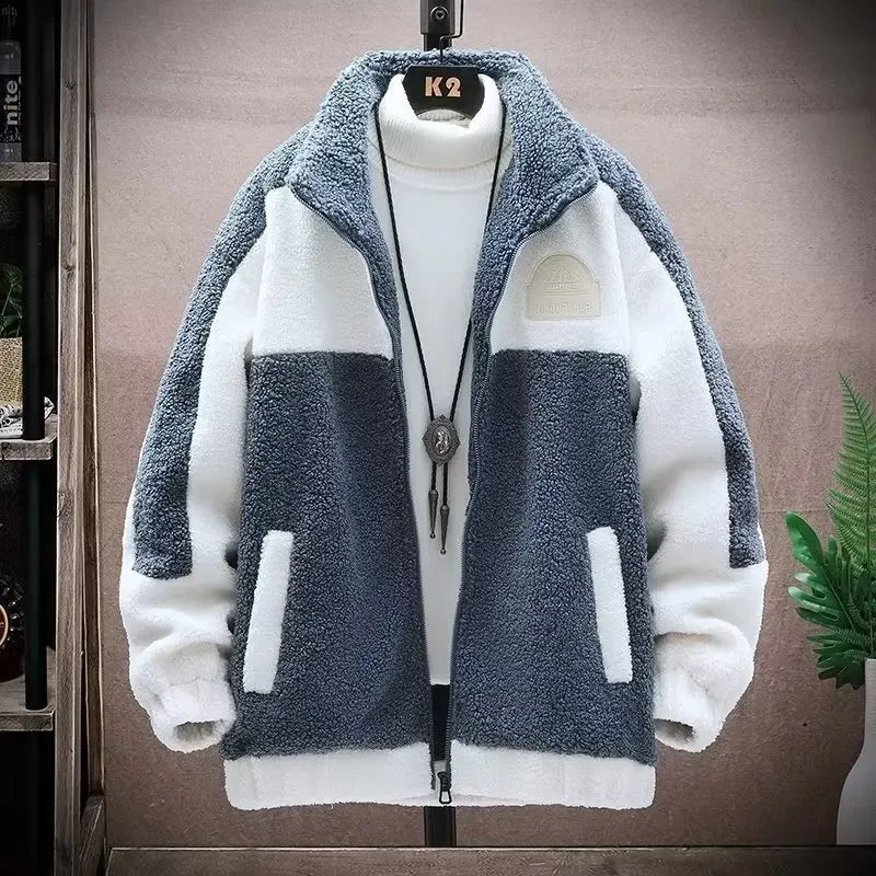 Thickened Fleece-lined Warm Men's Jacket Cotton Coat Woolen Material For Winter Season Stylish Comfortable Outerwear