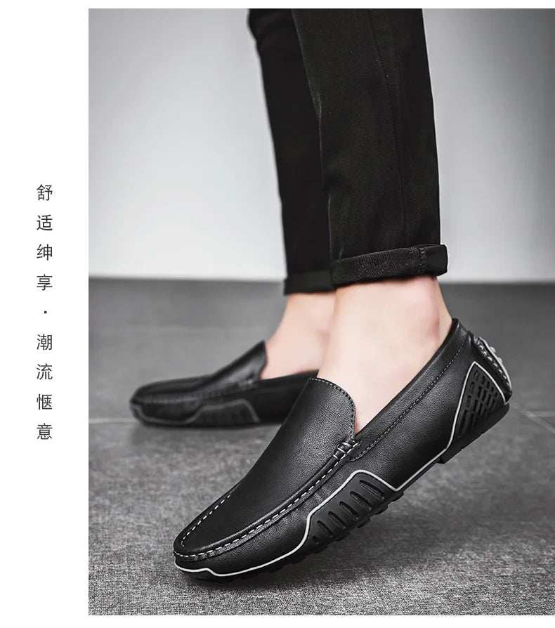 Men Casual Shoes Genuine Leather Loafers for Men Moccasins Breathable Slip on Driving Shoes Plus Size 38-48 Mocasines Hombre