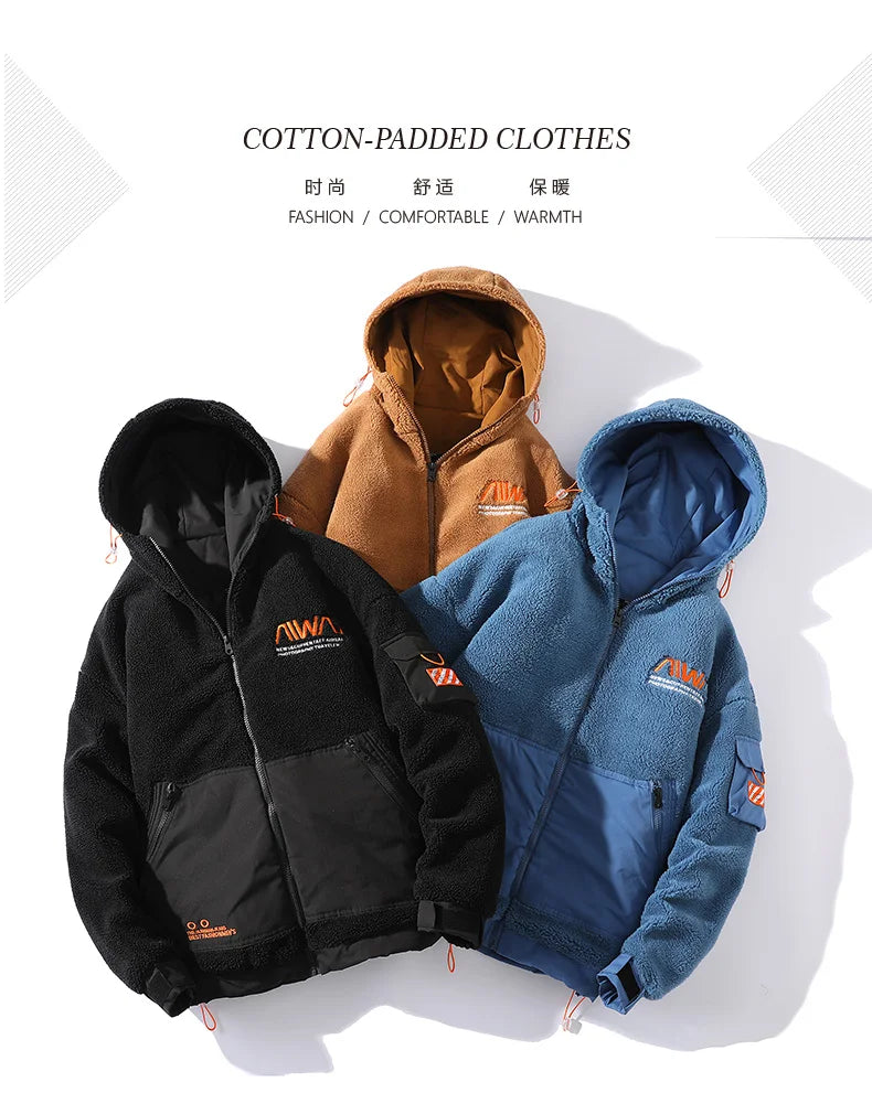 Outwear With Hood Thickened Warm Cotton Parkas Fashion Casual Style Zipper Top Quality Men Clothing Wind-Resistant  Winter Coat