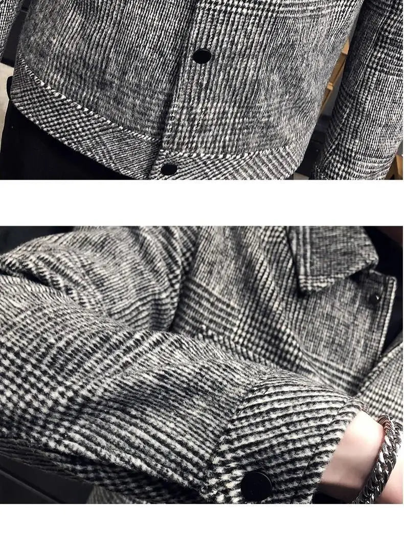 Trendy Autumn and Winter New Men's Jacket Fashionable Jacquard Tweed Style Casual Lapel Closer Fit For Leisure Casual Scenes