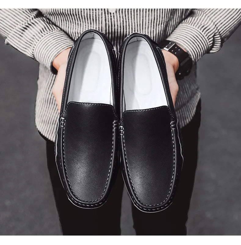 Men Casual Shoes Genuine Leather Loafers for Men Moccasins Breathable Slip on Driving Shoes Plus Size 38-48 Mocasines Hombre