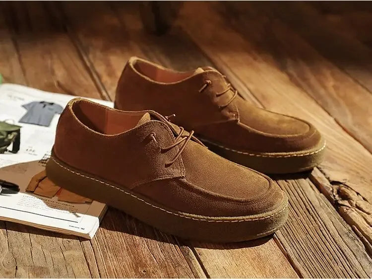 Men's Casual Shoes Cow Suede Genuine Leather Lace-up Mens Comfortable Driving Flats Men Classic Outdoor Sneakers