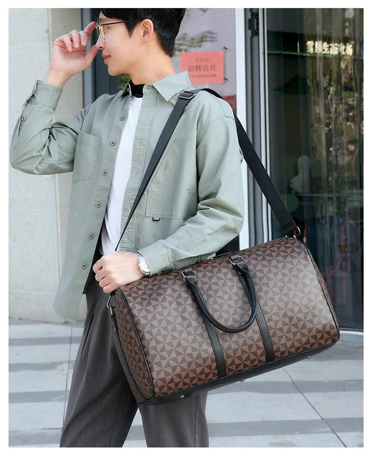 Designer luxury bag Large capacity checkered leather men's handbag travel bag bolsos de mujer large size luggage mochilas mujer