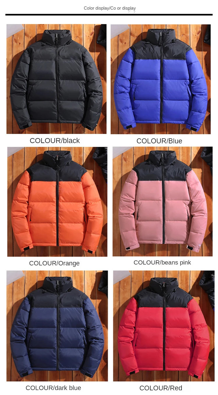 Winter America Brand Parkas Mixed Colors Couple Cotton Coats Casual Stand Collar Warm Down Puffer Jackets Men Top Brand Coat