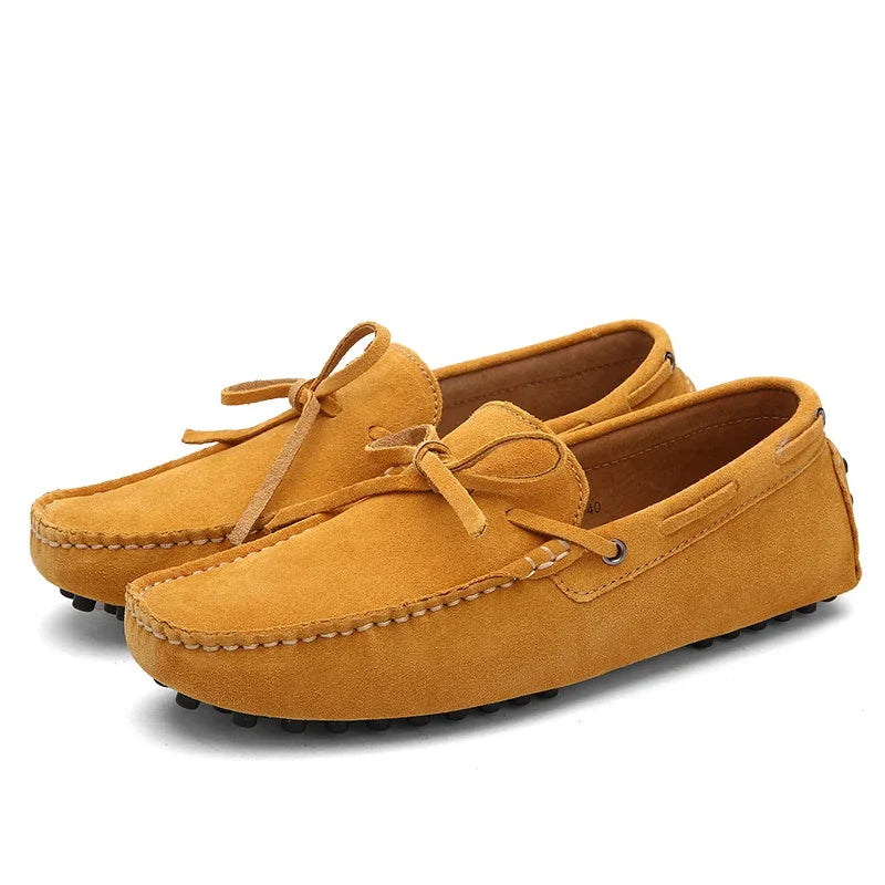 Loafers Men Handmade Leather Shoes Casual Driving Flats Slip-on Moccasins Boat Shoes Plus Size Lace-up lazy bean shoes