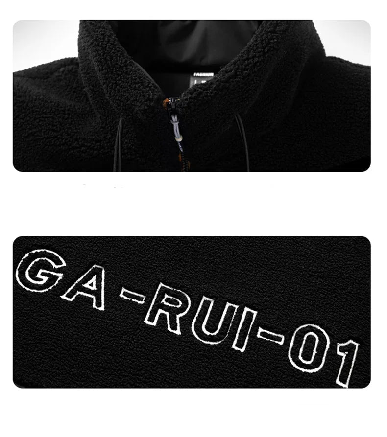 Una Reta Winter Lambswool Parka Men Clothing Streetwear Couple Coat Hip Hop Color Stitching Loose Warm Men's Jacket Coat