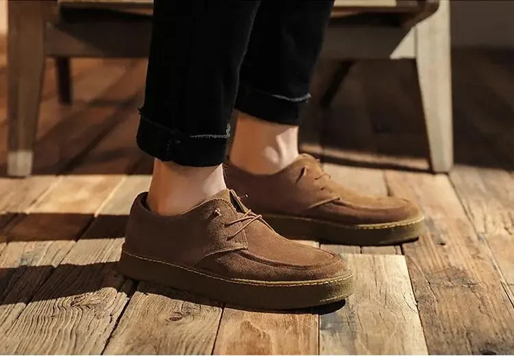 Men's Casual Shoes Cow Suede Genuine Leather Lace-up Mens Comfortable Driving Flats Men Classic Outdoor Sneakers