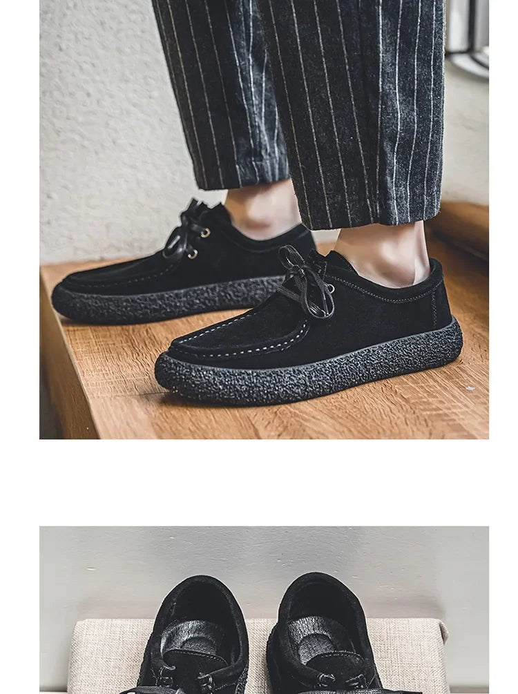 Retro casual men luxury brown suede leather loafers comfor soft sole driving shoes walking sneakers spring autumn moccasin