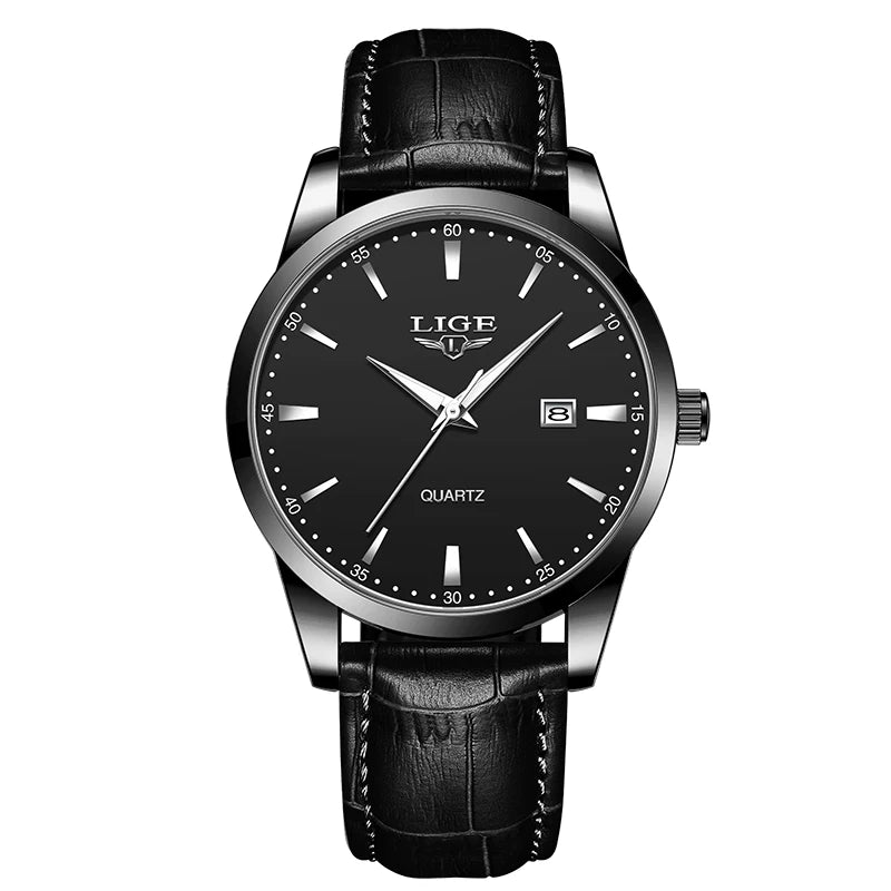 LIGE Luxury Watch Man Fashion Leather Military Sports Waterproof Men's Watch Quartz Calendar Original Men's Watches Reloj Hombre