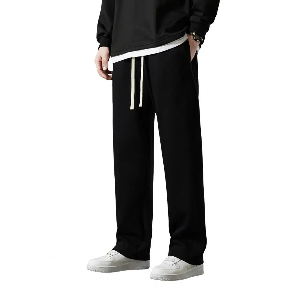 Spring Autumn Men Sweatpants Korean Fashion Sportswear Drawstring Wide Leg Straight Track Pants Cotton Casual Loose Trousers