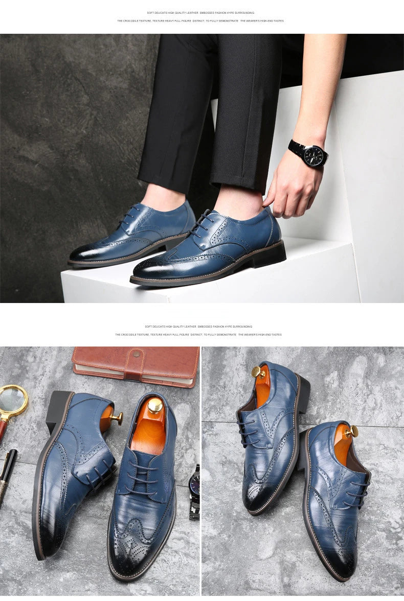 Handmade Men's Oxford Shoes designer Brogue Men Leather Shoes Luxury Fashion Wedding Shoe Business Office Men's Shoes Size 38-48