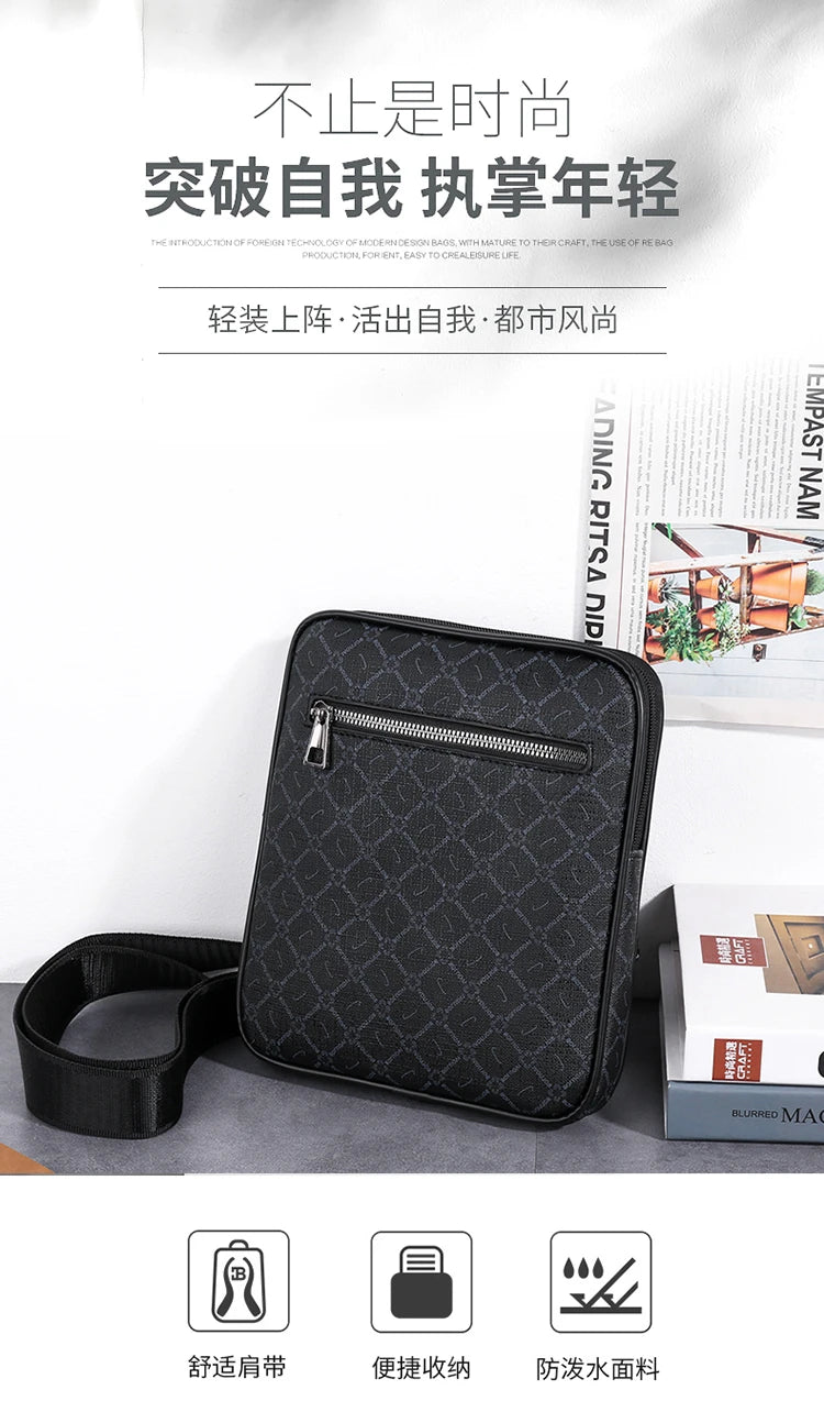 Men's Small Bag Handbag Business Style PU Leather Male Crossbody Bag Phone Bag Vintage Pattern Design Men's Handbag Shoulder Bag