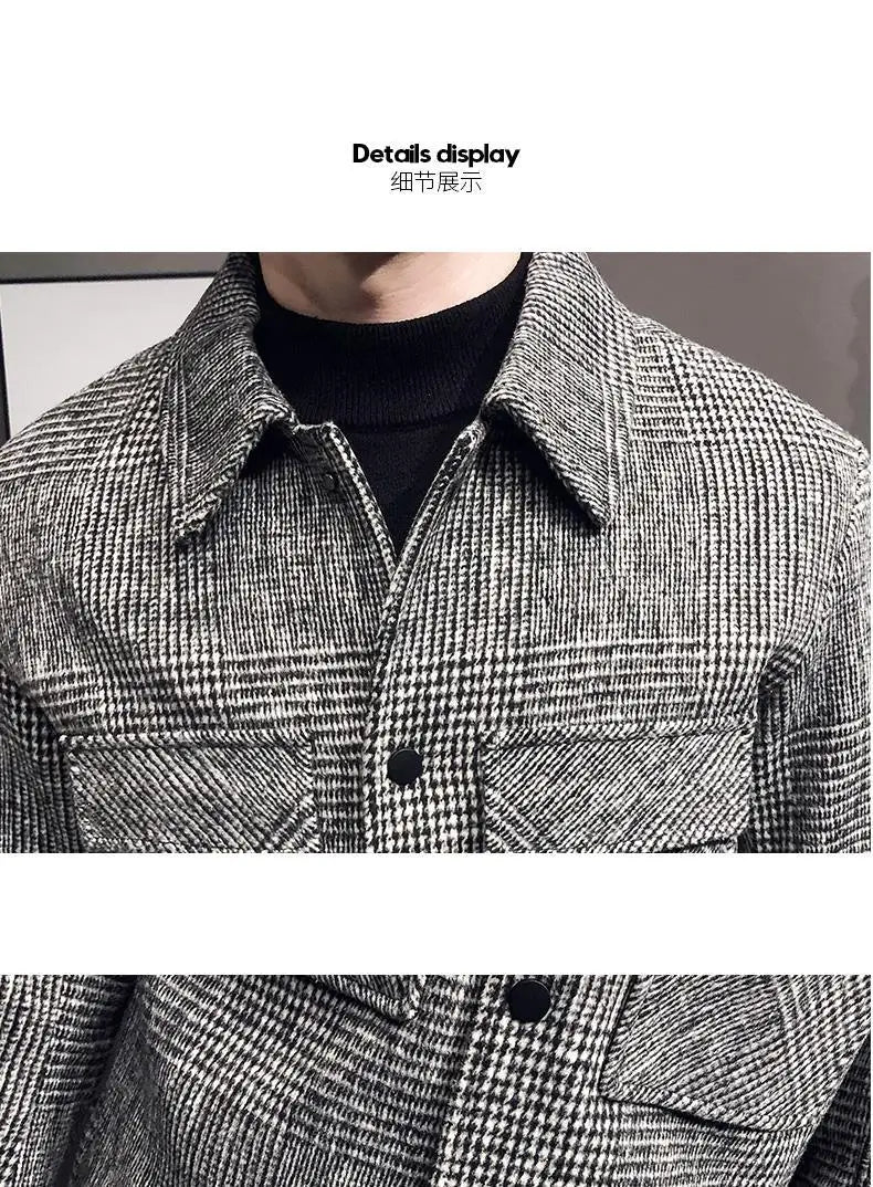 Trendy Autumn and Winter New Men's Jacket Fashionable Jacquard Tweed Style Casual Lapel Closer Fit For Leisure Casual Scenes