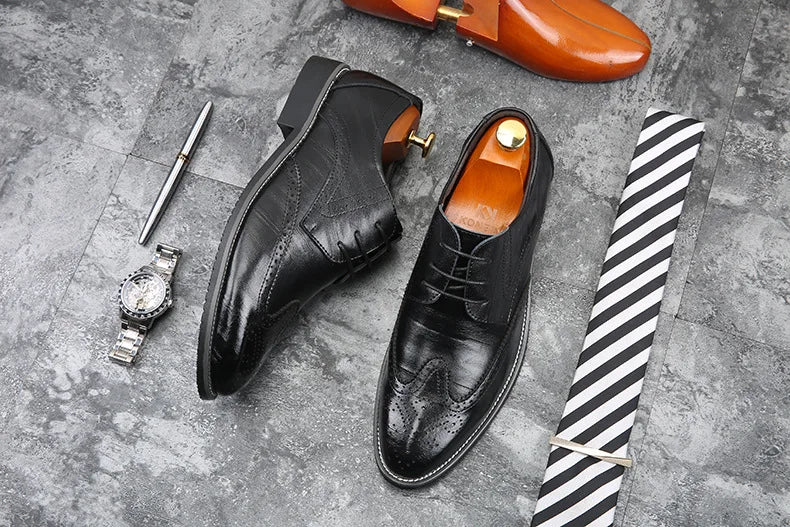 Handmade Men's Oxford Shoes designer Brogue Men Leather Shoes Luxury Fashion Wedding Shoe Business Office Men's Shoes Size 38-48